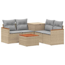 vidaXL Kanapé Szett 6 db Beige és Világosszürke Poli rattan és acél