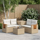 vidaXL Kanapé Szett 6 db Beige és Krémszínű Poli rattan és acél