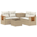 vidaXL Kanapé Szett 6 db Beige és Krémszínű Poli rattan és acél
