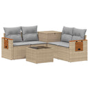 vidaXL Kanapé Szett 6 db Beige és Világosszürke Poli rattan és acél