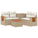 vidaXL Kanapé Szett 6 db Beige és Krémszínű Poli rattan és acél