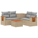 vidaXL Kanapé Szett 6 db Beige és Világosszürke Poli rattan és acél