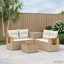 vidaXL Kanapé Szett 6 db Beige és Krémszínű Poli rattan és acél