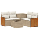 vidaXL Kanapé Szett 6 db Beige és Krémszínű Poli rattan és acél