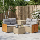 vidaXL Kanapé Szett 6 db Beige és Világosszürke Poli rattan és acél