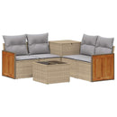 vidaXL Kanapé Szett 6 db Beige és Világosszürke Poli rattan és acél