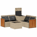 vidaXL Kanapé Szett 6 db Beige és Krémszínű Poli rattan és acél