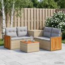 vidaXL Kanapé Szett 6 db Beige és Világosszürke Poli rattan és acél