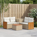 vidaXL Kanapé Szett 6 db Beige és Krémszínű Poli rattan és acél