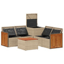 vidaXL Kanapé Szett 6 db Beige és Krémszínű Poli rattan és acél