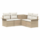 vidaXL Kanapé Szett 5 db Beige és Krémszínű Poli rattan és acél