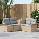 vidaXL Kanapé Szett 5 db Beige és Világosszürke Poli rattan és acél
