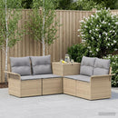 vidaXL Kanapé Szett 5 db Beige és Világosszürke Poli rattan és acél