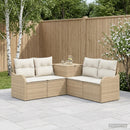 vidaXL Kanapé Szett 5 db Beige és Krémszínű Poli rattan és acél