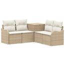 vidaXL Kanapé Szett 5 db Beige és Krémszínű Poli rattan és acél