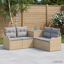 vidaXL Kanapé Szett 5 db Beige és Világosszürke Poli rattan és acél