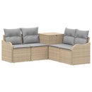 vidaXL Kanapé Szett 5 db Beige és Világosszürke Poli rattan és acél