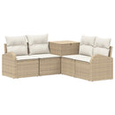 vidaXL Kanapé Szett 5 db Beige és Krémszínű Poli rattan és acél