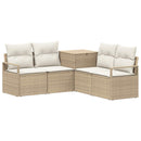 vidaXL Kanapé Szett 5 db Beige és Krémszínű Poli rattan és acél