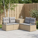 vidaXL Kanapé Szett 5 db Beige és Világosszürke Poli rattan és acél