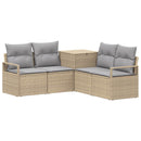 vidaXL Kanapé Szett 5 db Beige és Világosszürke Poli rattan és acél