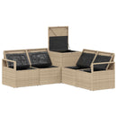 vidaXL Kanapé Szett 5 db Beige és Krémszínű Poli rattan és acél