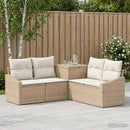 vidaXL Kanapé Szett 5 db Beige és Krémszínű Poli rattan és acél