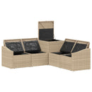 vidaXL Kanapé Szett 5 db Beige és Krémszínű Poli rattan és acél