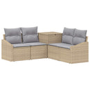 vidaXL Kanapé Szett 5 db Beige és Világosszürke Poli rattan és acél