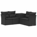 vidaXL Kanapé Szett 5 db Fekete Poli rattan és acél
