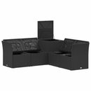 vidaXL Kanapé Szett 5 db Fekete és Kék Poli rattan és acél