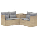 vidaXL Kanapé Szett 5 db Beige és Világosszürke Poli rattan és acél