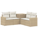 vidaXL Kanapé Szett 5 db Beige és Krémszínű Poli rattan és acél