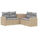 vidaXL Kanapé Szett 5 db Beige és Világosszürke Poli rattan és acél