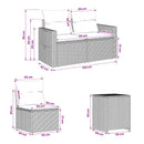 vidaXL Kanapé Szett 5 db Fekete és Kék 179 x 179 x 85 cm