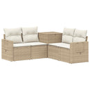 vidaXL Kanapé Szett 5 db Beige és Krémszínű Poli rattan és acél