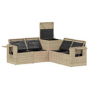 vidaXL Kanapé Szett 5 db Beige és Krémszínű Poli rattan és acél