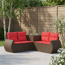 vidaXL Kanapé Szett 5 db Barna és Piros Poli rattan és acél