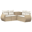 vidaXL Kanapé Szett 5 db Beige és Krémszínű Poli rattan és acél