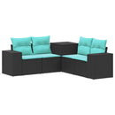 vidaXL Kanapé Szett 5 db Fekete és Kék 200 x 200 x 85 cm