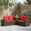 vidaXL Kanapé Szett 5 db Barna és Piros 200 x 200 x 85 cm