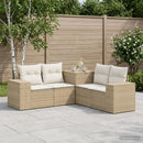 vidaXL Kanapé Szett 5 db Beige és Krémszínű Poli rattan és acél