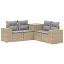 vidaXL Kanapé Szett 5 db Beige és Világosszürke Poli rattan és acél