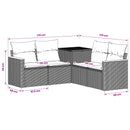 vidaXL Kanapé Szett 5 db Fekete Poli rattan és acél
