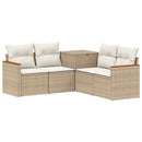 vidaXL Kanapé Szett 5 db Beige és Krémszínű Poli rattan és acél