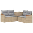 vidaXL Kanapé Szett 5 db Beige és Világosszürke Poli rattan és acél