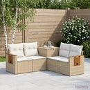 vidaXL Kanapé Szett 5 db Beige és Krémszínű Poli rattan és acél