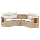 vidaXL Kanapé Szett 5 db Beige és Krémszínű Poli rattan és acél
