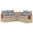 vidaXL Kanapé Szett 5 db Beige és Világosszürke Poli rattan és acél