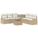 vidaXL Kanapé Szett 8 db Beige és Krémszínű Poli rattan és acél